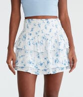 High-Waisted Floral Ruffled Flippy Skort