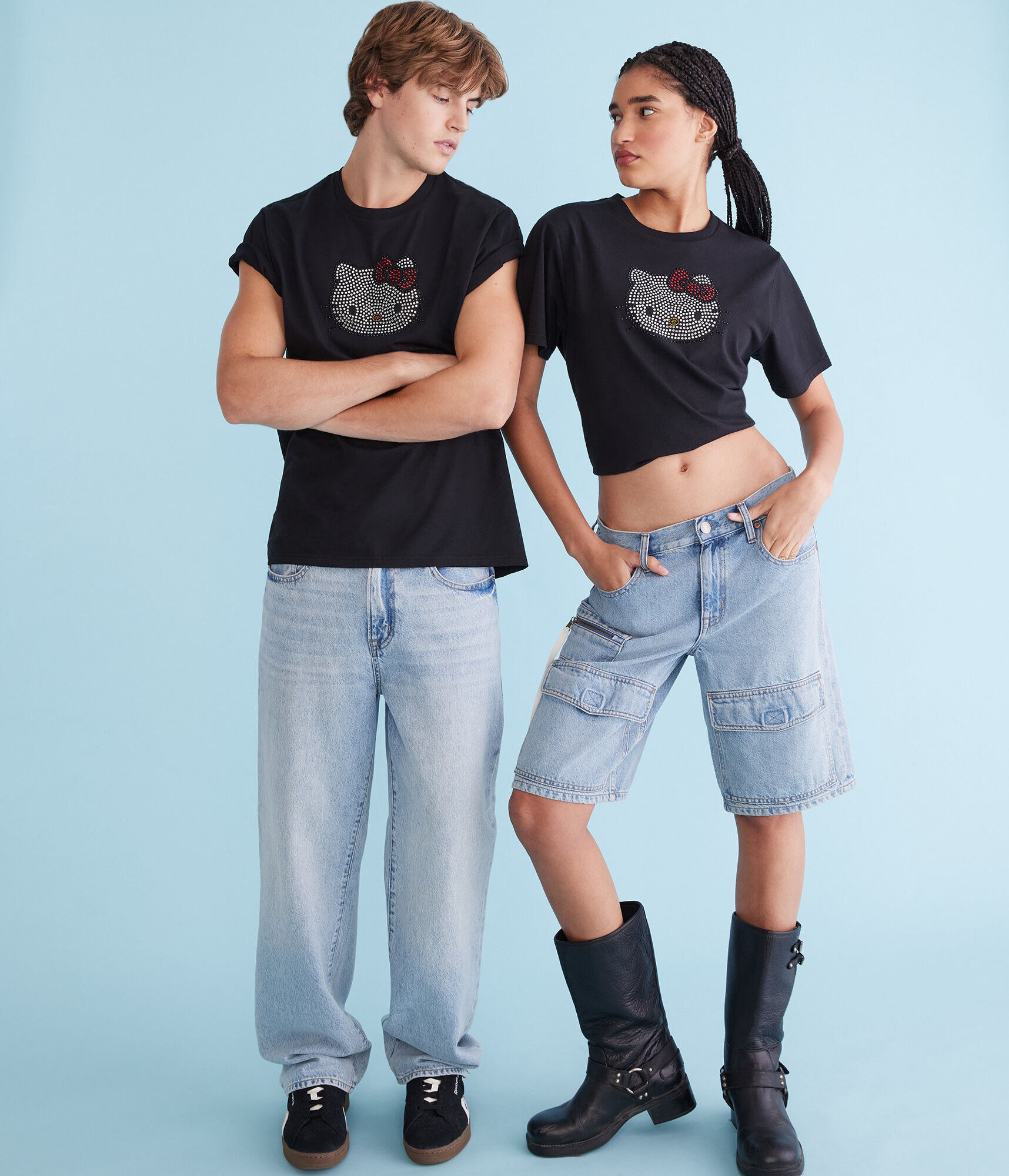 Hello Kitty Rhinestone Face Oversized Graphic Tee