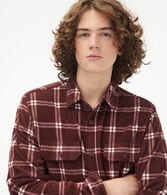 Long Sleeve Plaid Microfleece Button-Down Shirt