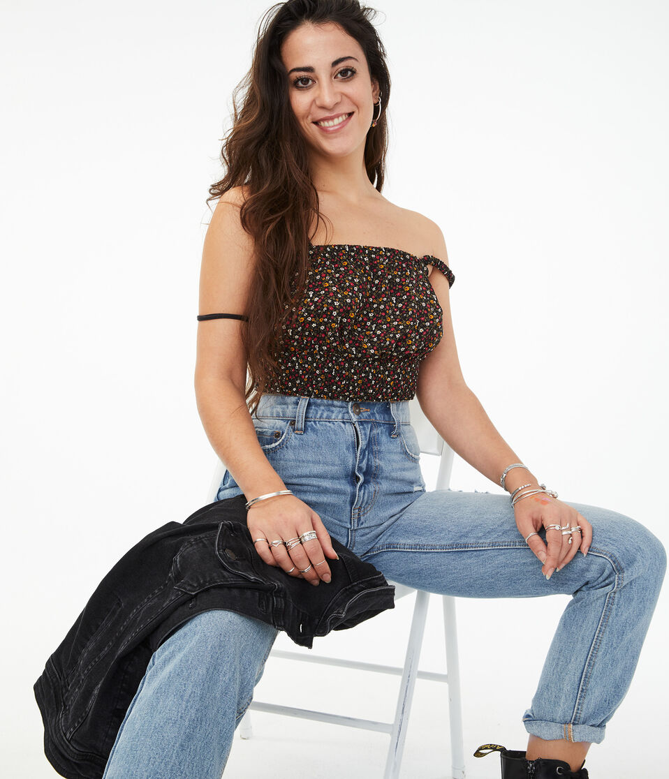 Floral Smocked Cropped Tank