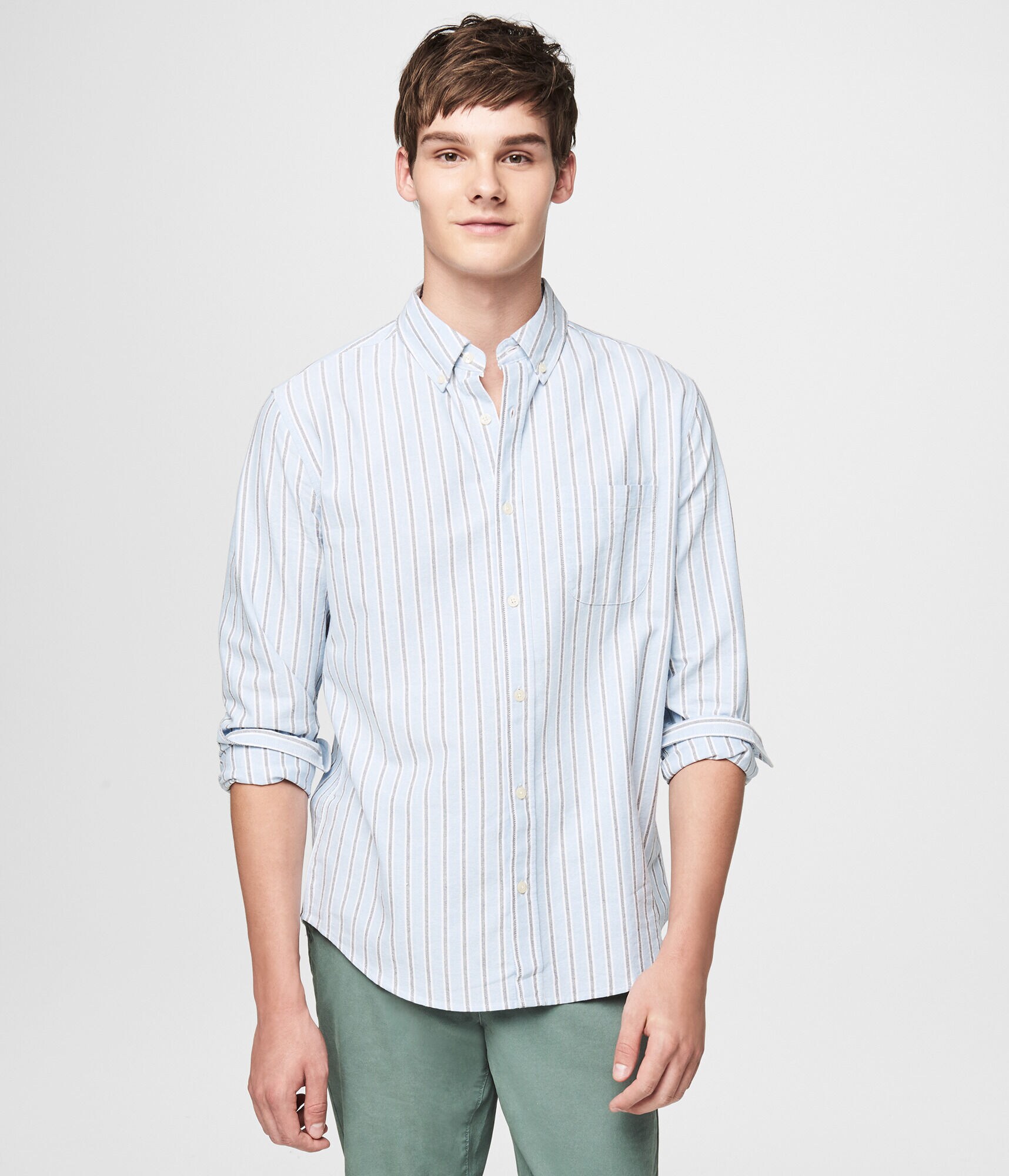 Long Sleeve Stripe Woven Shirt