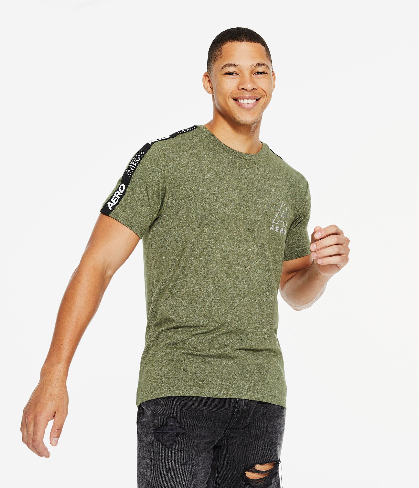 Aero Logo Sleeve Tape Stretch Graphic Tee
