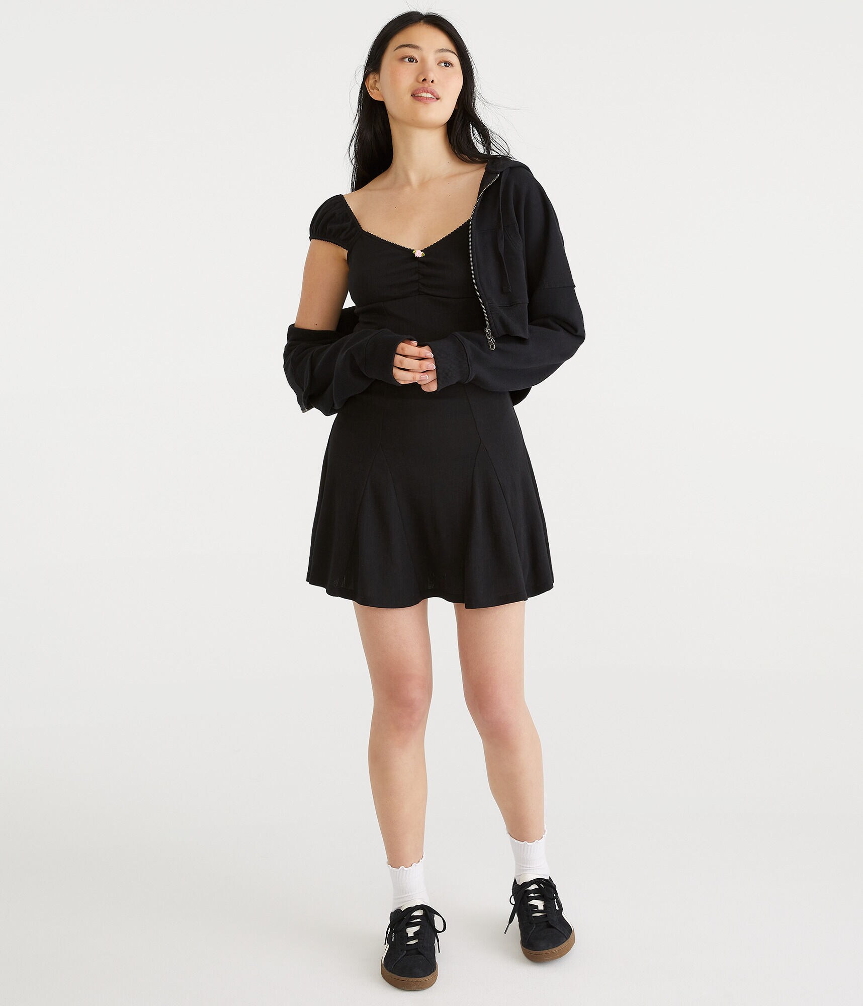 Solid Sweetheart Pointelle Fit &amp; Flare Dress