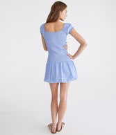 Solid Eyelet Square-Neck Drop-Waist Bubble Dress