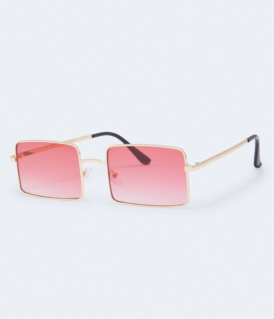 Rectangular Pop-Color Lens Sunglasses