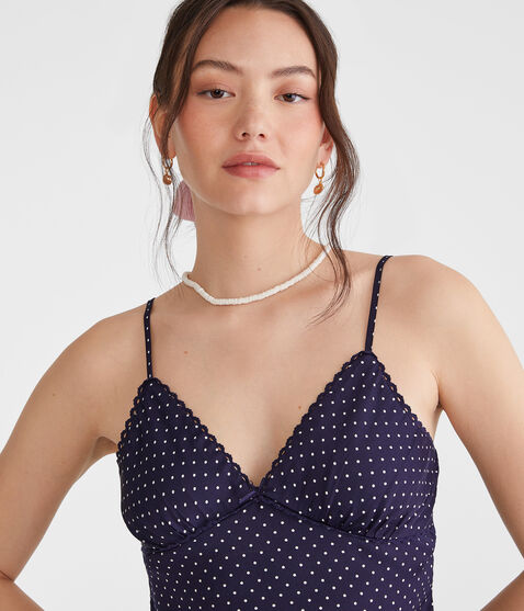 Polka Dot Satin Sweetheart Cami