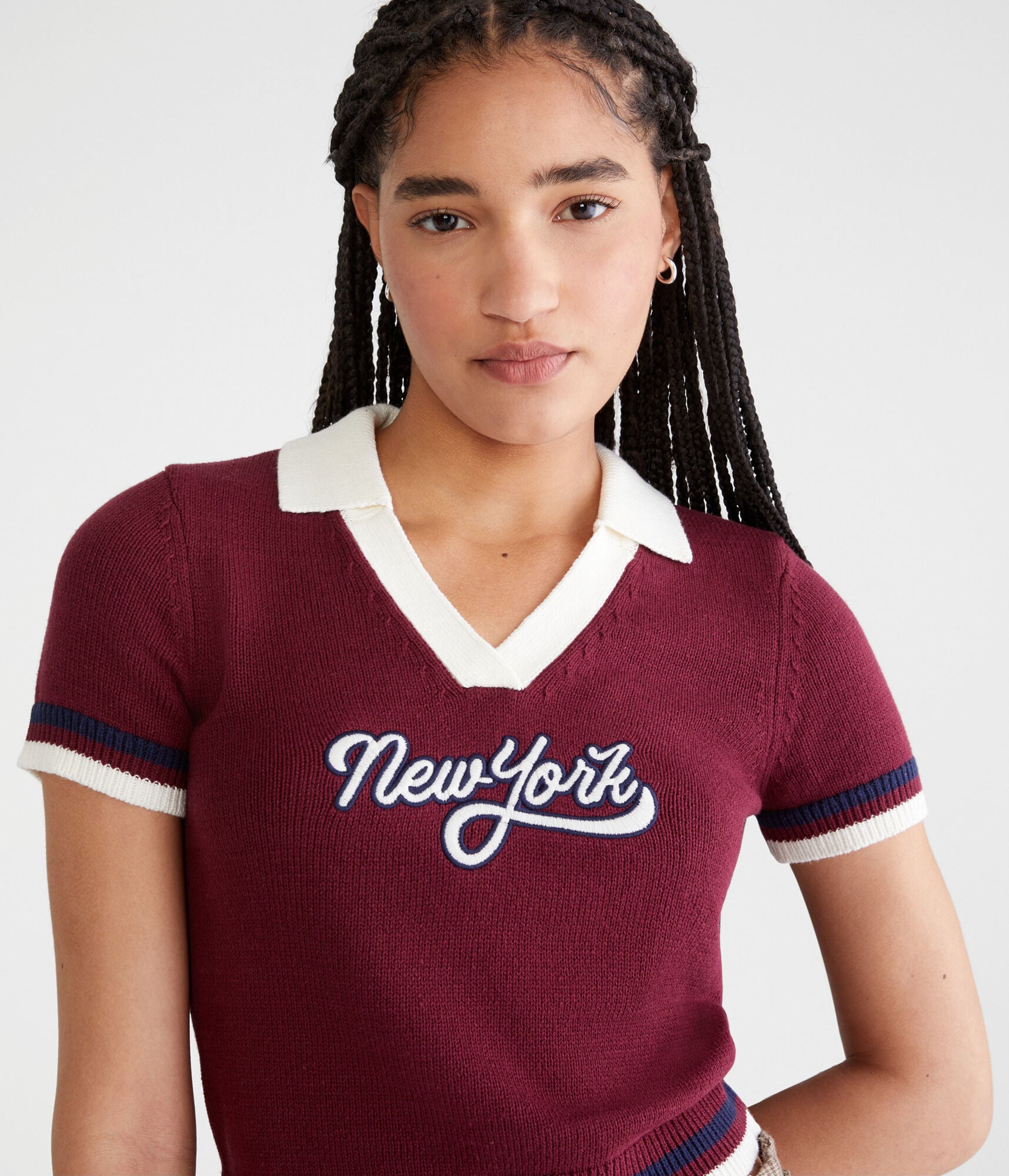 New York Cropped Graphic Sweater Polo