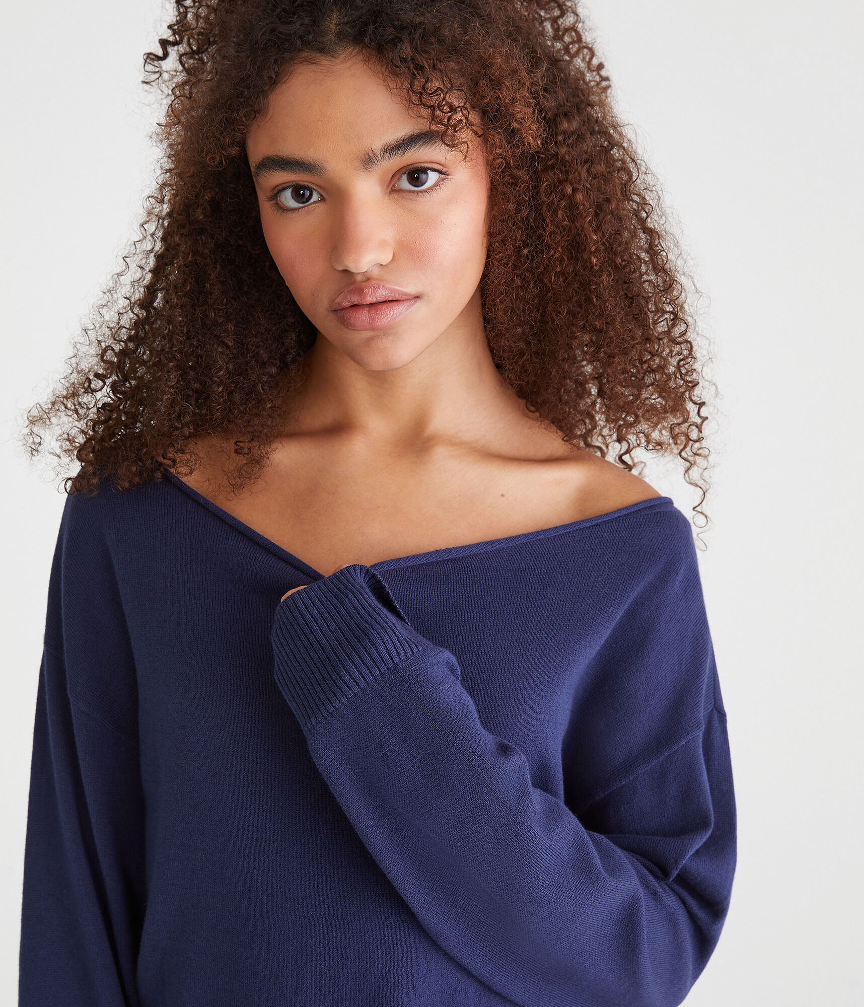 Slouchy Slash-Neck Sweater