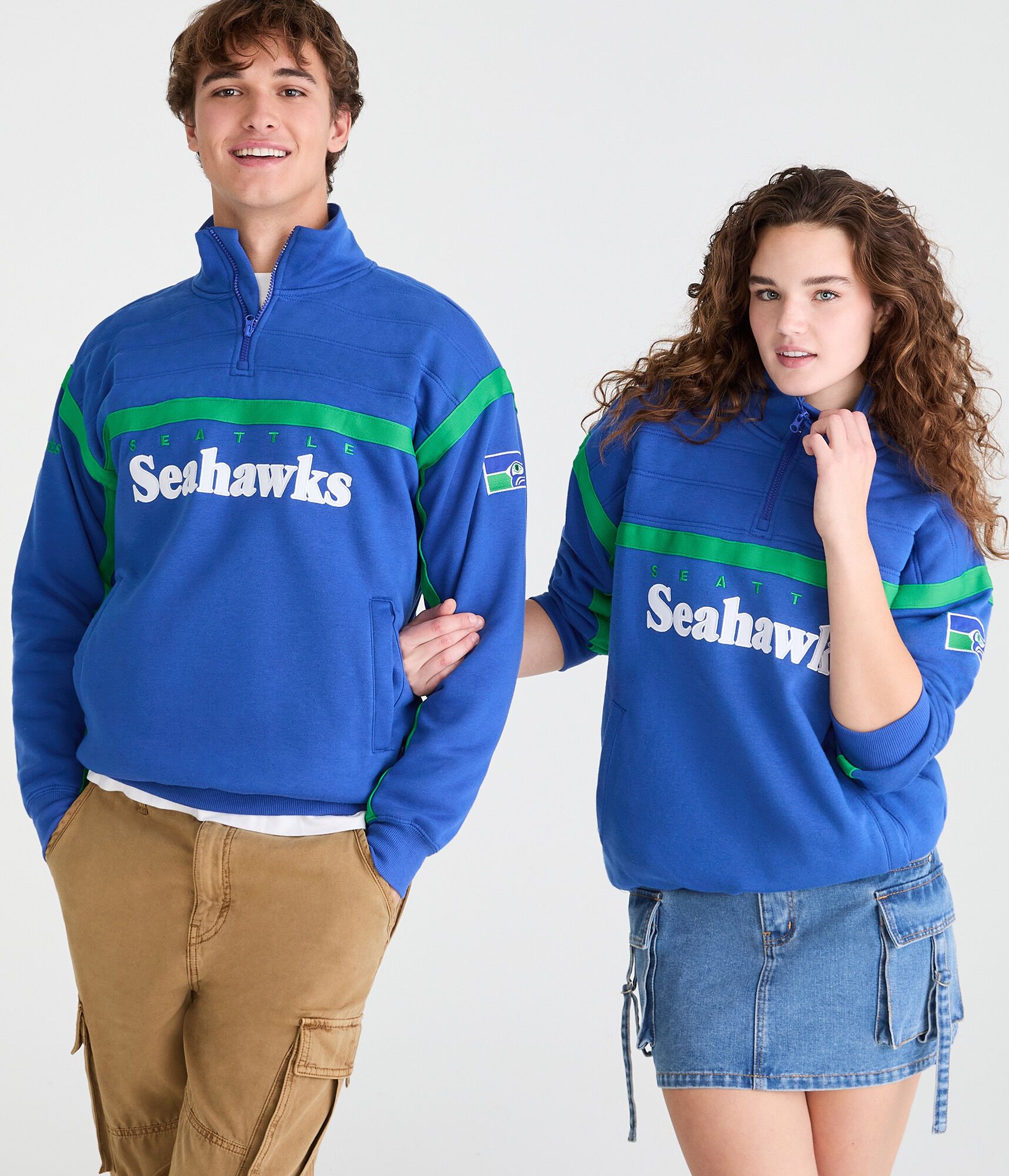 Seattle Seahawks Quilted Quarter-Zip Pullover