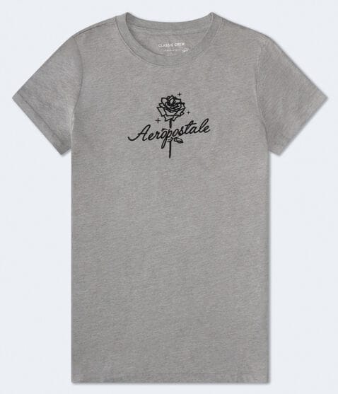 Aeropostale Rose Flocked Graphic Tee Aeropostale Rose Flocked Graphic Tee