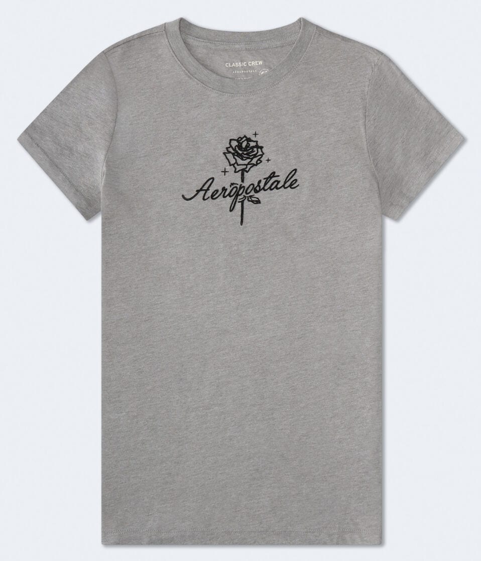 Aeropostale Rose Flocked Graphic Tee