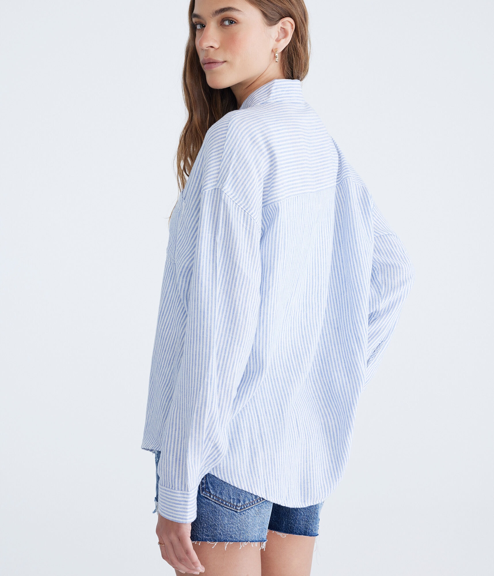 Long Sleeve Striped Linen Shirt