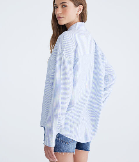 Long Sleeve Striped Linen Shirt