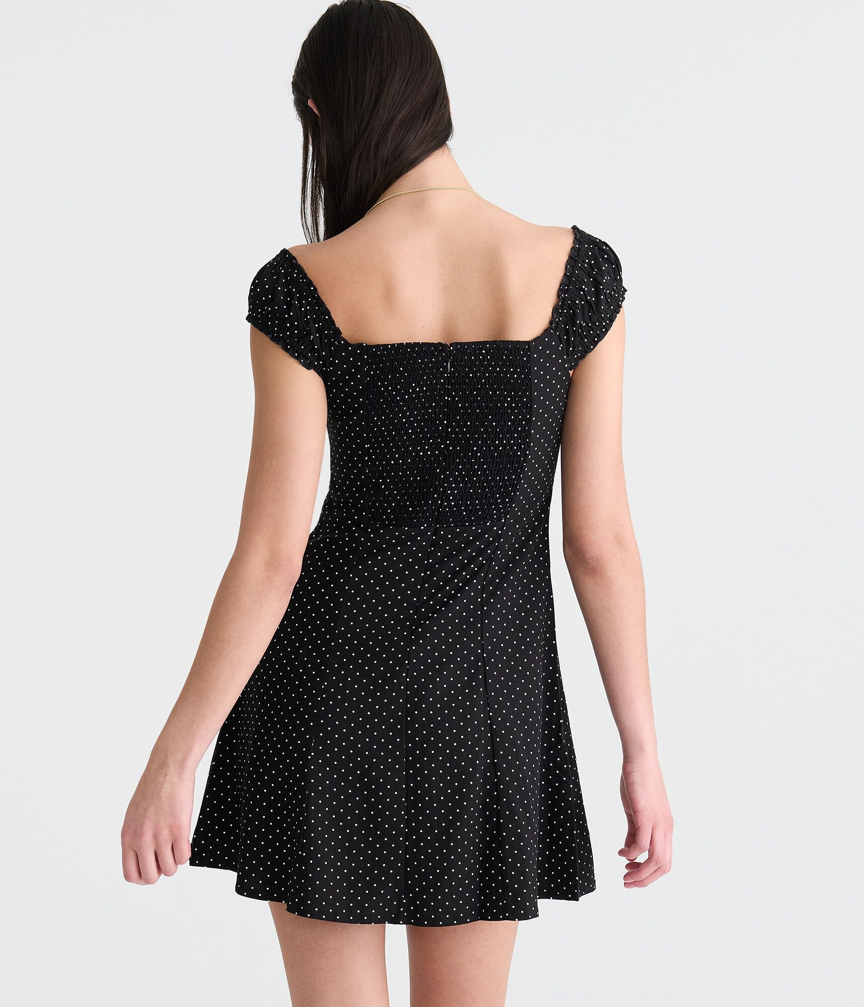 Floral Scoop-Neck Buttoned A-Line Mini Dress