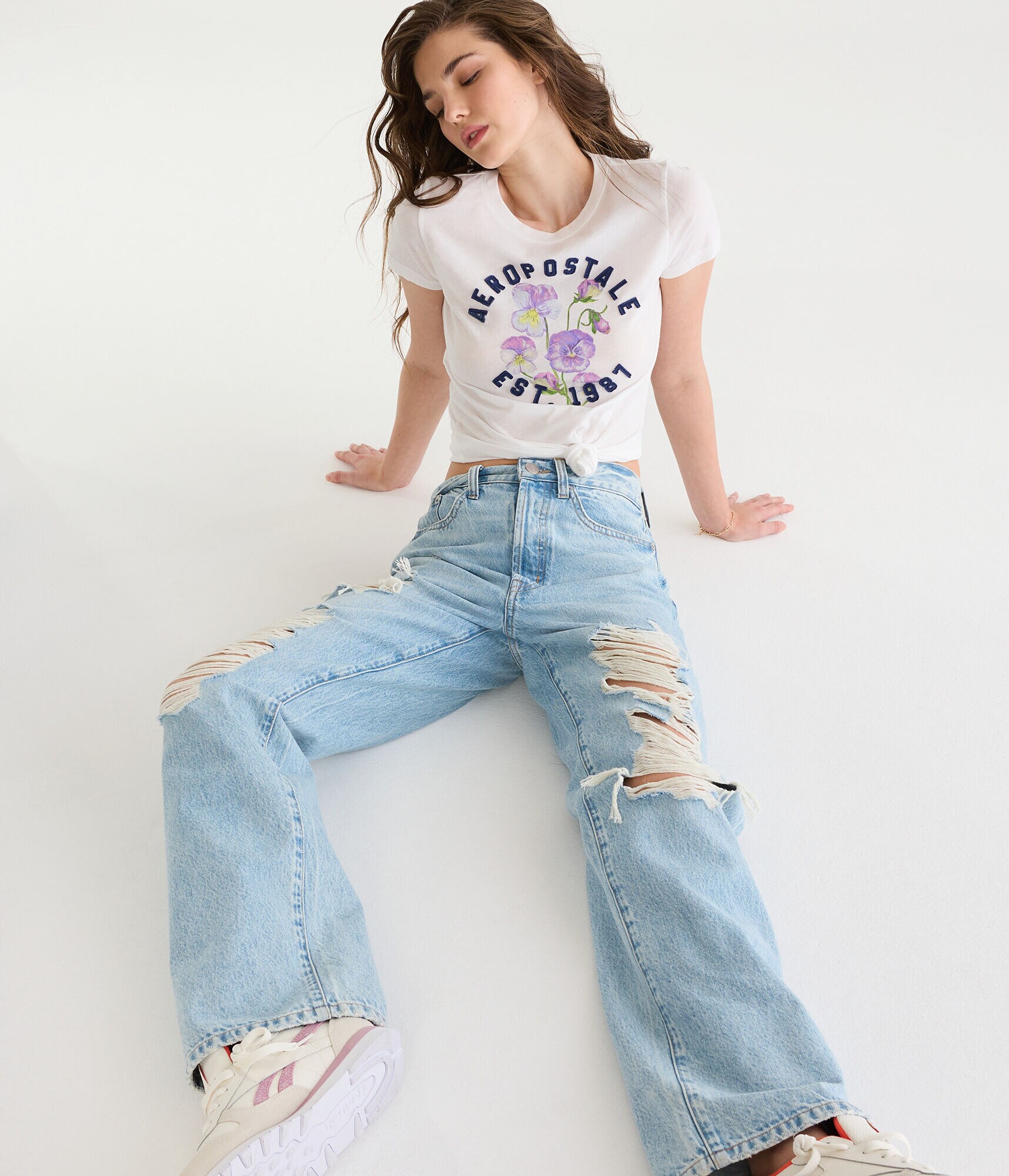 Aeropostale Flowers Appliqu&eacute; Graphic Tee