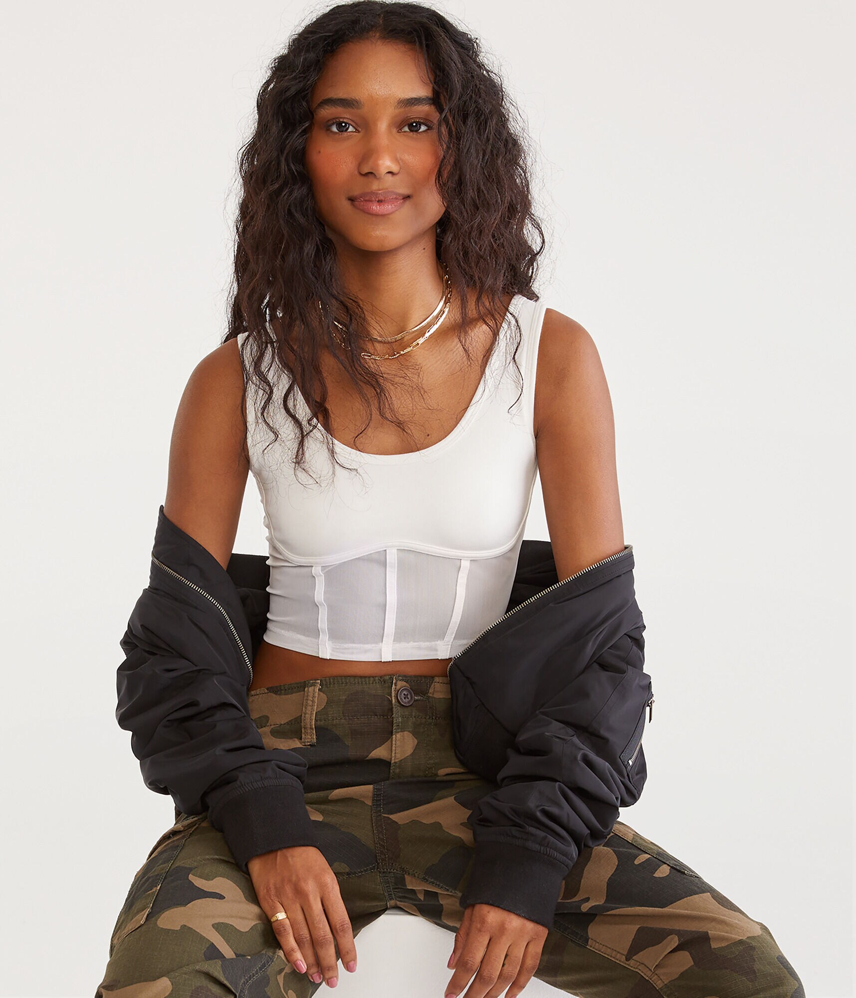 Mesh Cropped Corset Tank