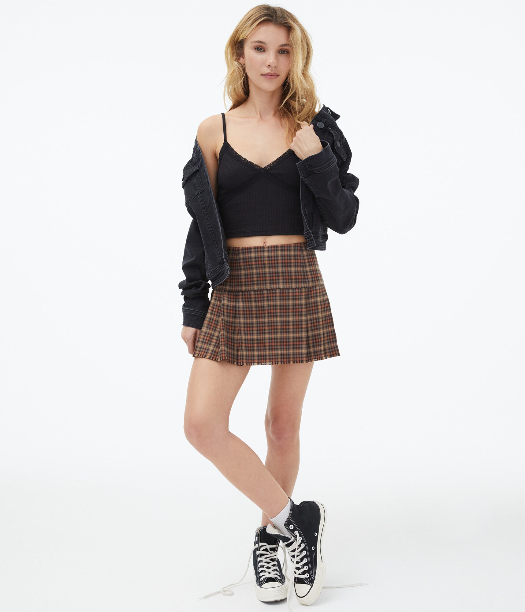 Crisscross Lace-Trim Cropped Cami