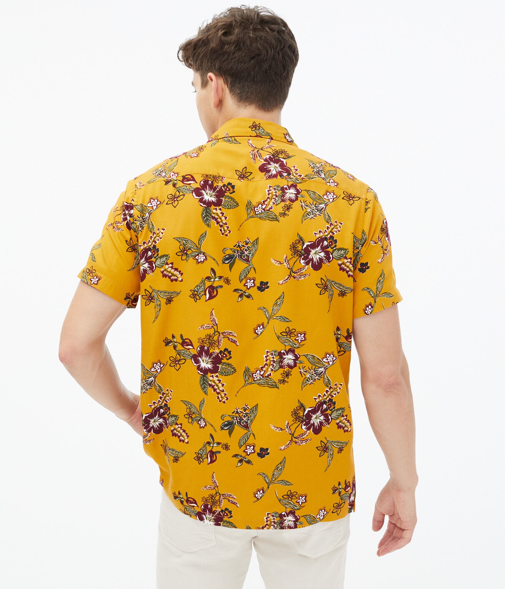 Tropical Floral Button-Down Camp Shirt