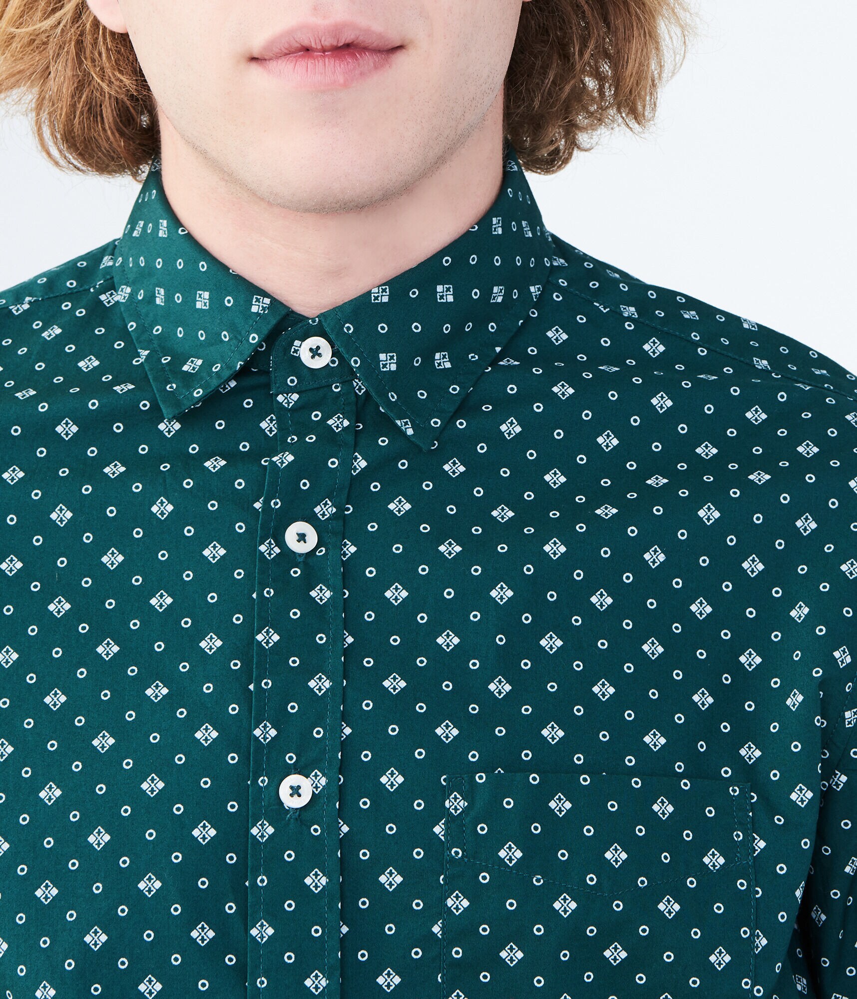 Long Sleeve Geometric Woven Shirt