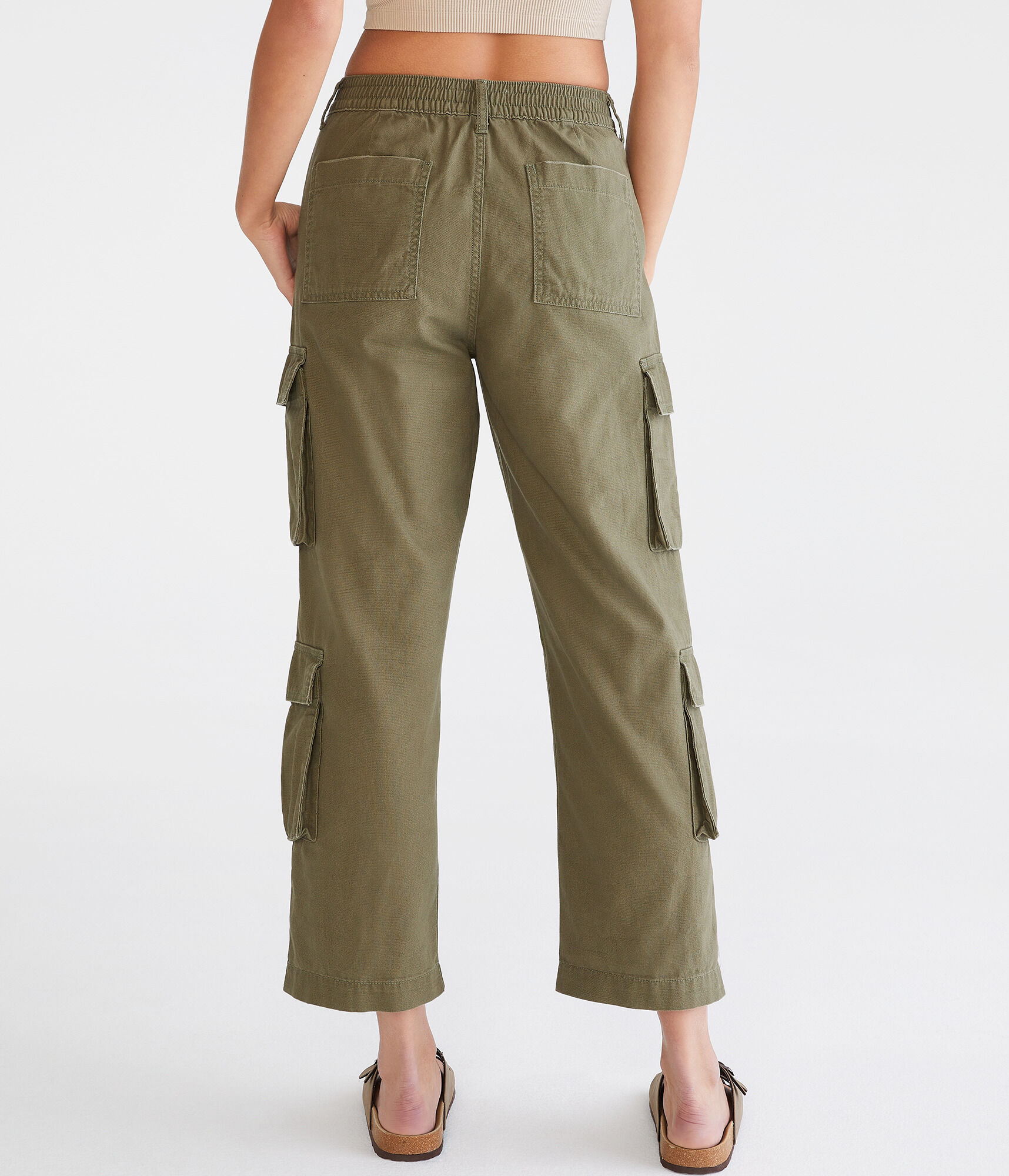 Double-Pocket Cropped Utility Cargo Pants