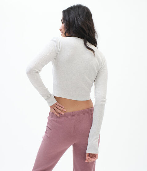 Long Sleeve Cropped Thermal Henley Long Sleeve Cropped Thermal Henley