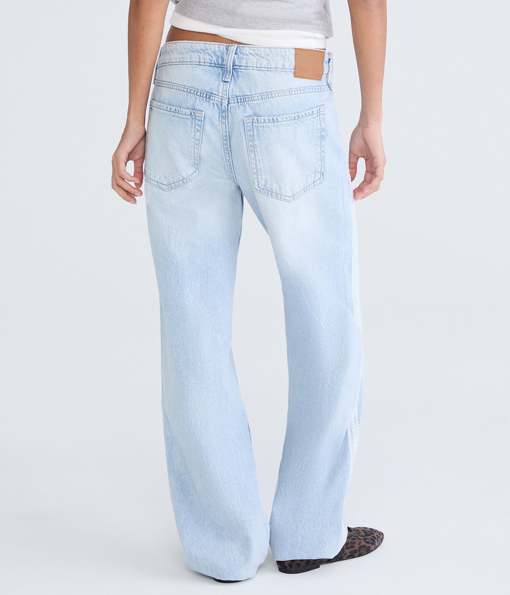 Low-Rise Baggy Lace Stripe Jean