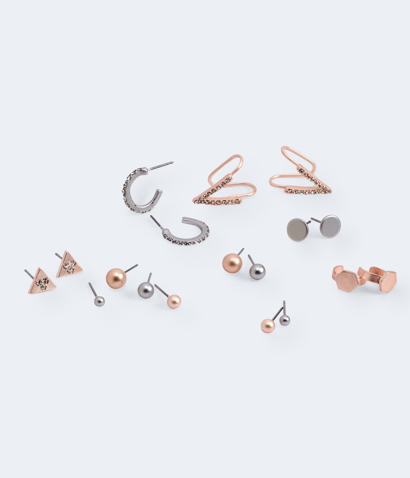 Matte Geo Stud &amp; Cuff Earring 9-Pack