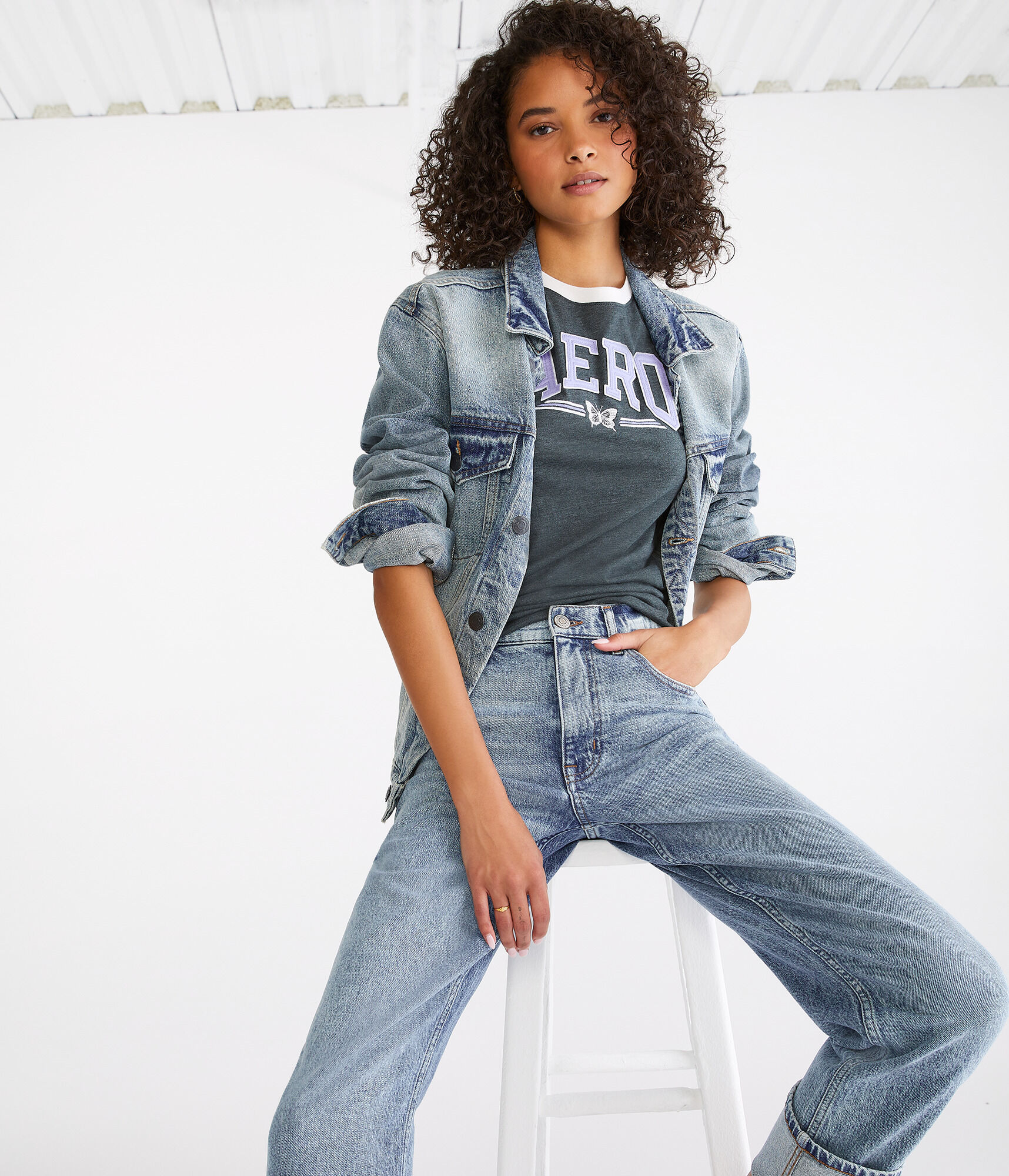 Aero Butterfly Appliqu&eacute; Ringer Graphic Tee