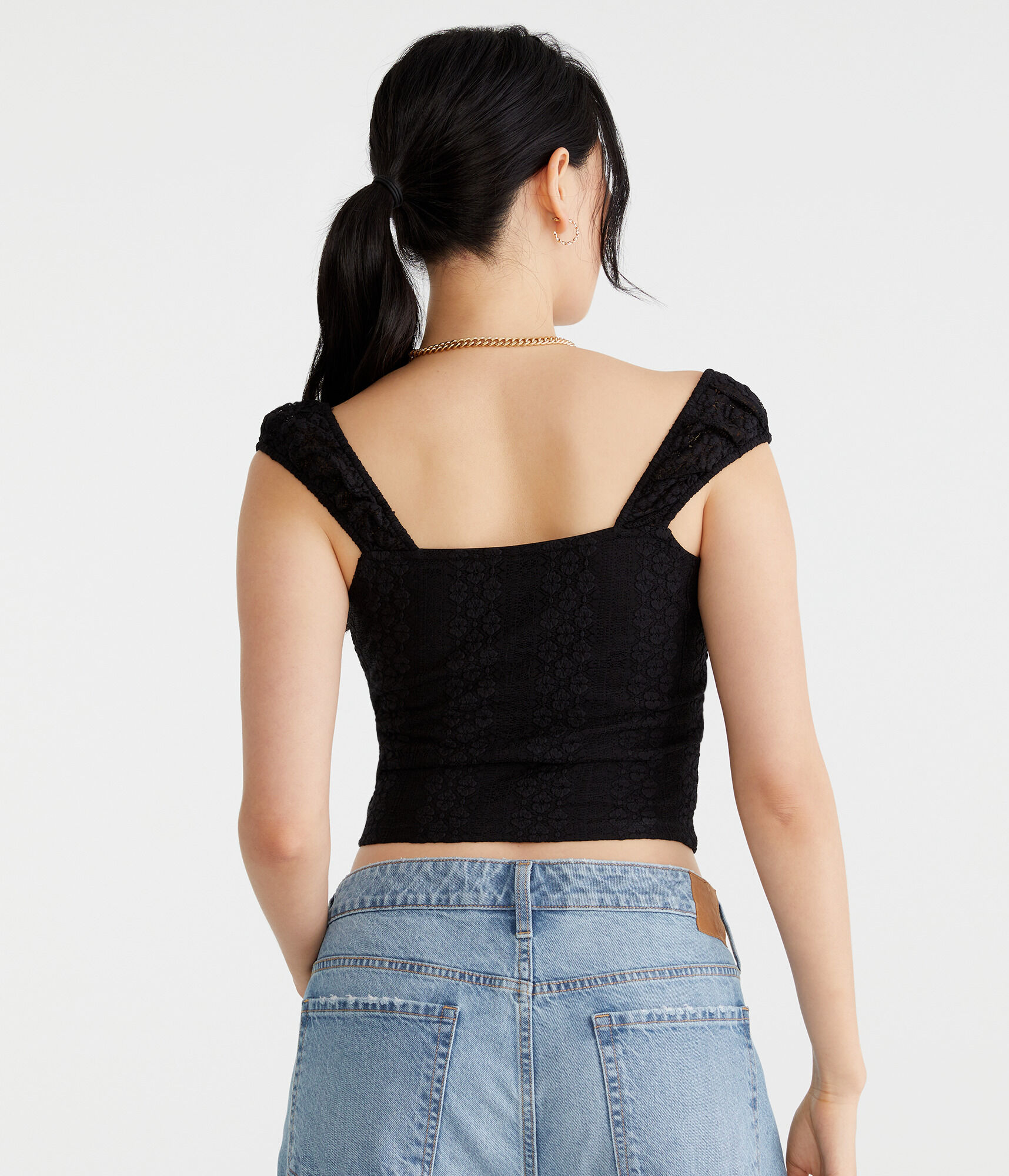 Lace Square-Neck Crop Top
