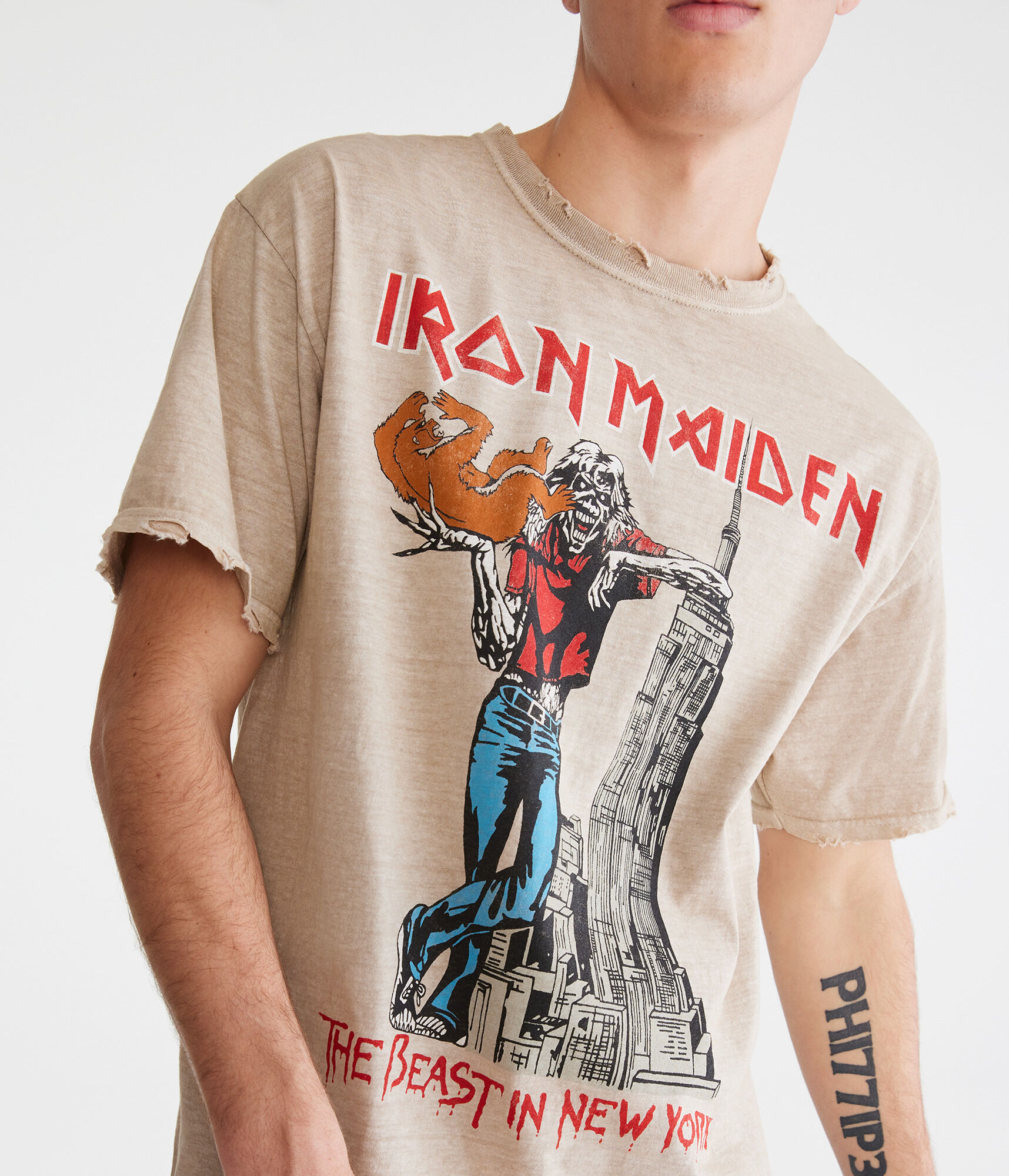 Iron Maiden Beast In New York Destroyed Graphic Tee