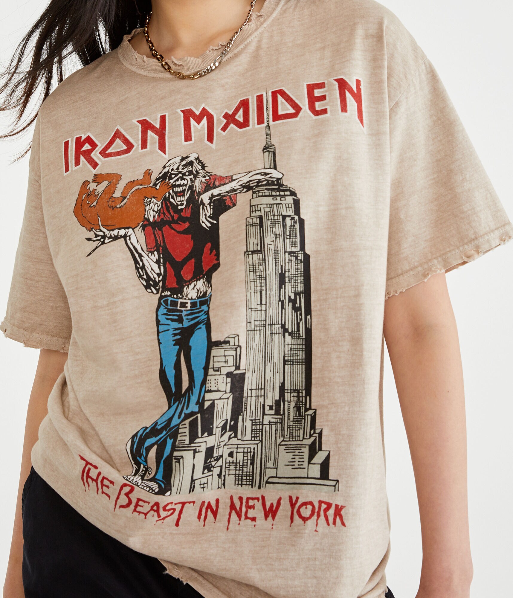 Iron Maiden Beast In New York Destroyed Graphic Tee