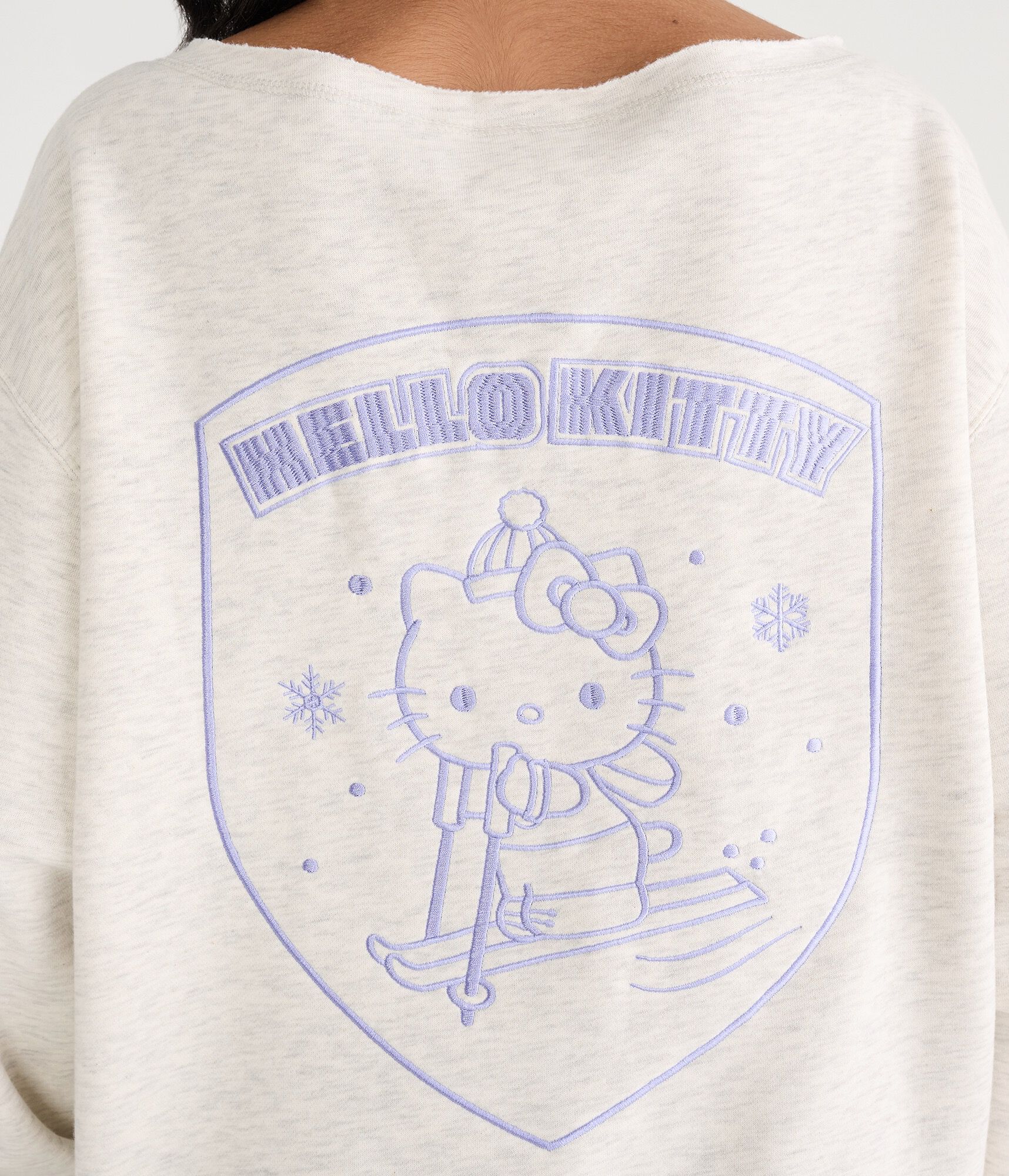 Hello Kitty Skiing Oversized Off-The-Shoulder Sweatshirt