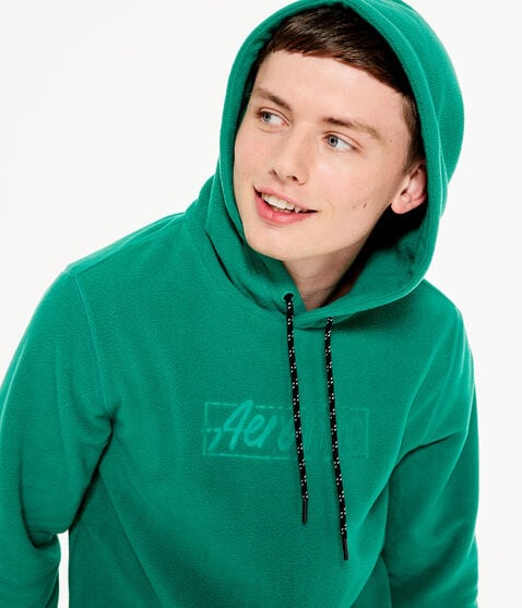 Aero NYC Box Logo Polyfleece Pullover Hoodie Aero NYC Box Logo Polyfleece Pullover Hoodie