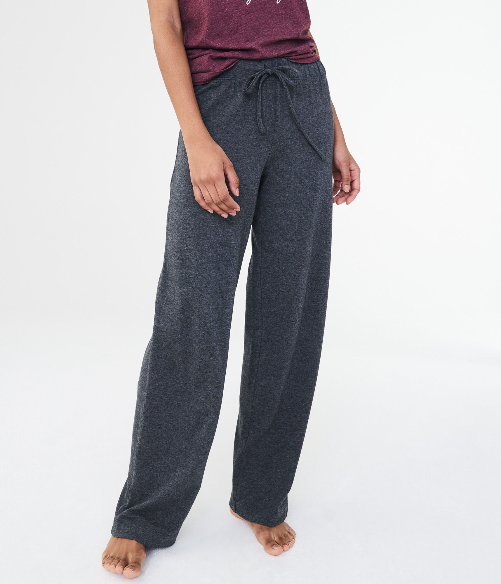 LLD Heathered Flare-Leg Sleep Pants
