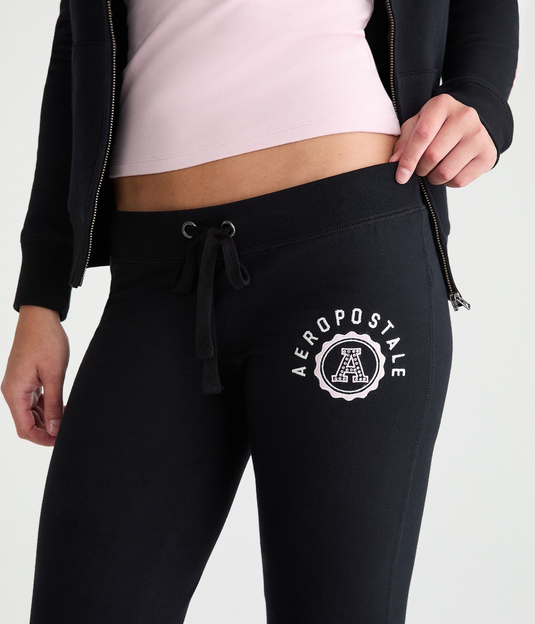 Aeropostale Rhinestone Crest Fit &amp; Flare Sweatpants
