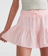High-Rise Gauze Ruffle Shorts