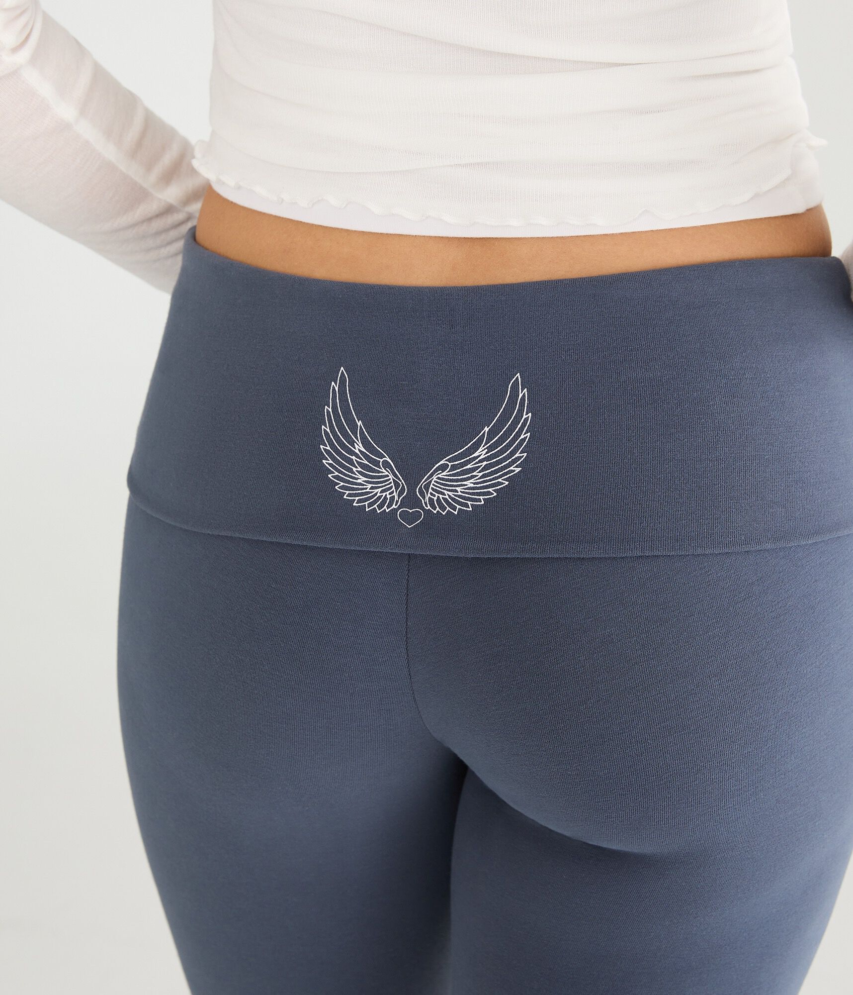 Cloud Soft Angel Wings Mid-Rise Fold-Over Flare Leg Pants