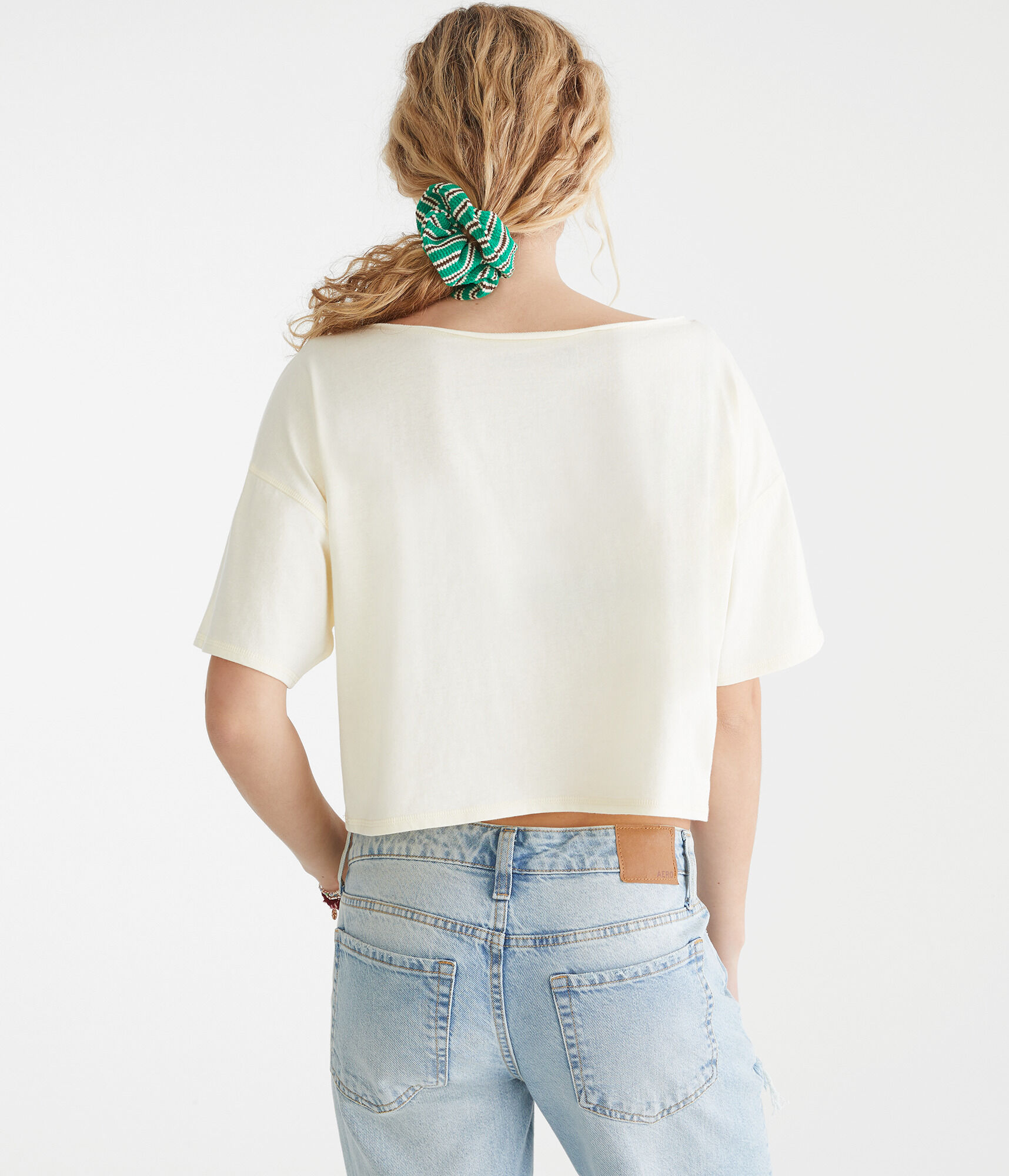 Buffalo Bills Cropped Off-The-Shoulder Graphic Tee