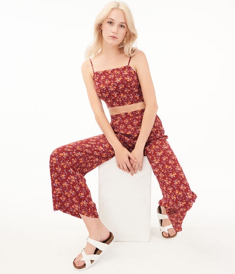 Floral Square-Neck Crop Top