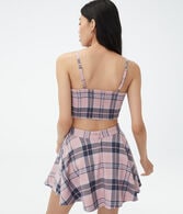 Plaid Square-Neck Crop Top