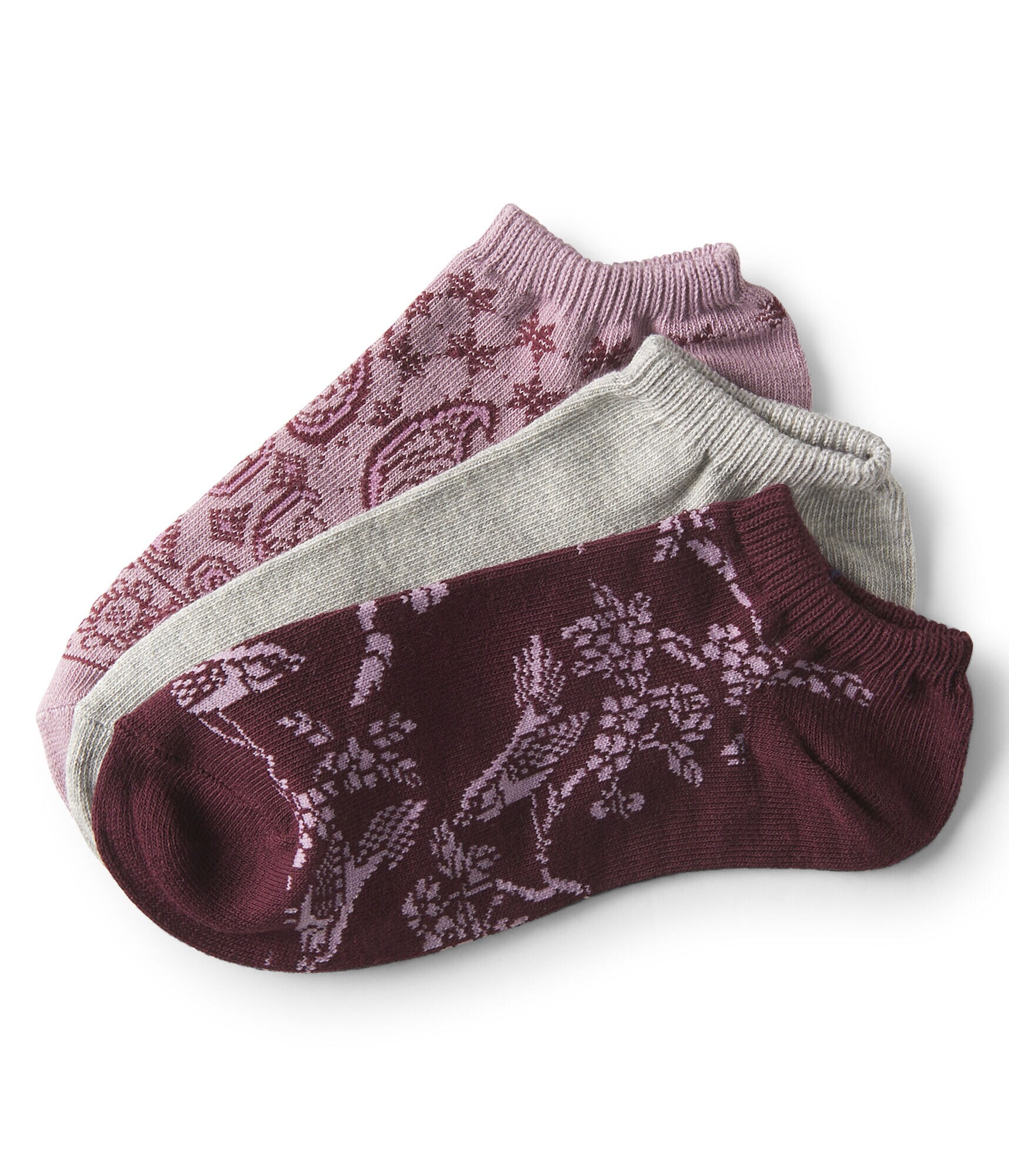 3-Pack Paisley, Solid &amp; Berrybird Ankle Socks
