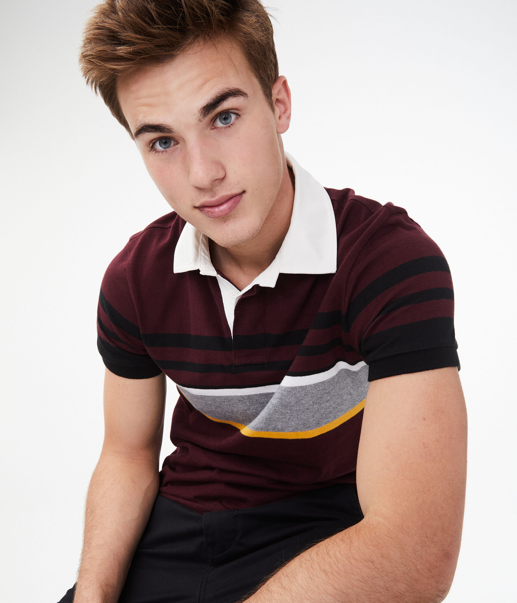 Multi-Stripe Rugby Jersey Polo