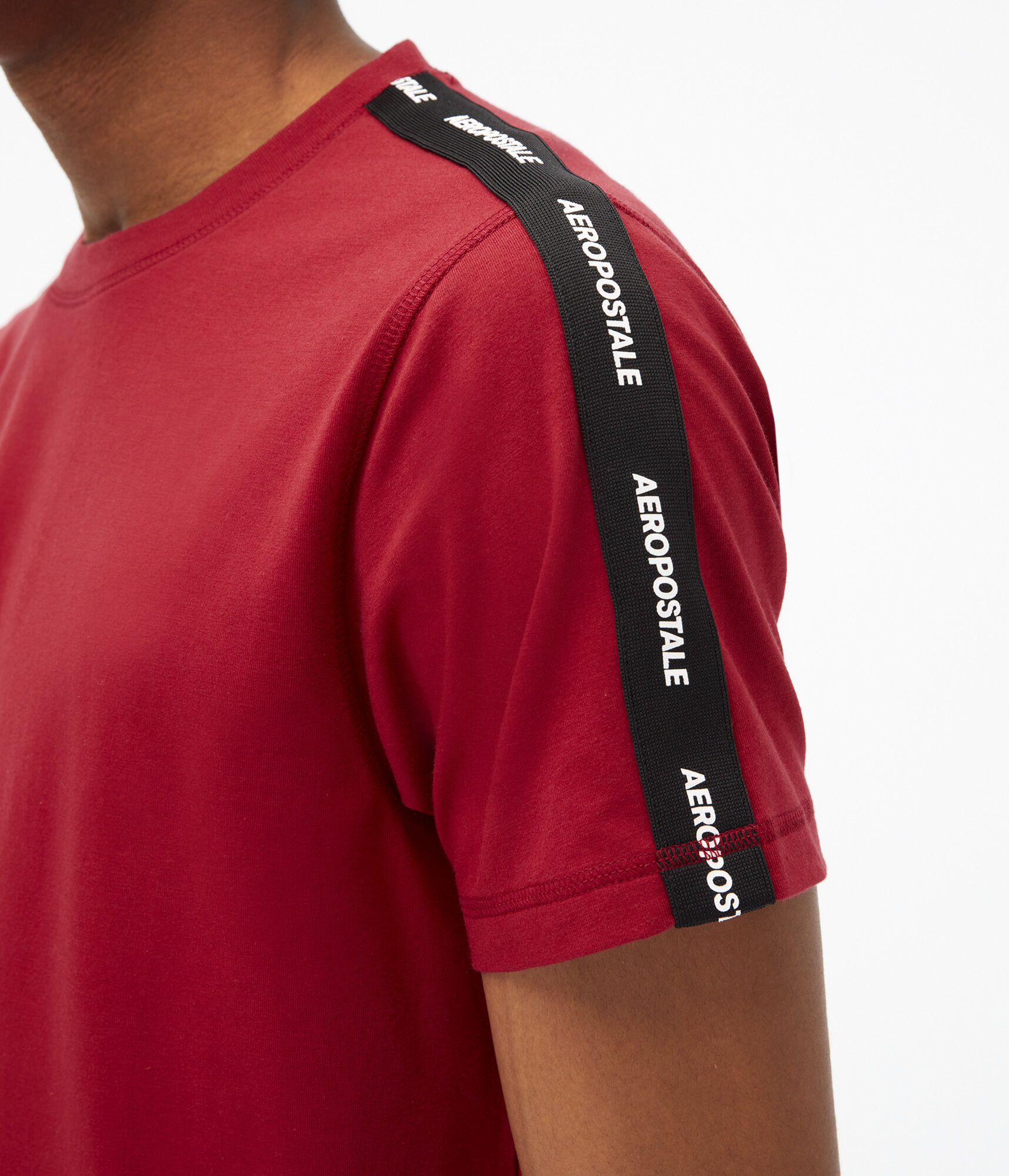 Logo Sleeve Tape Stretch Crew Tee***