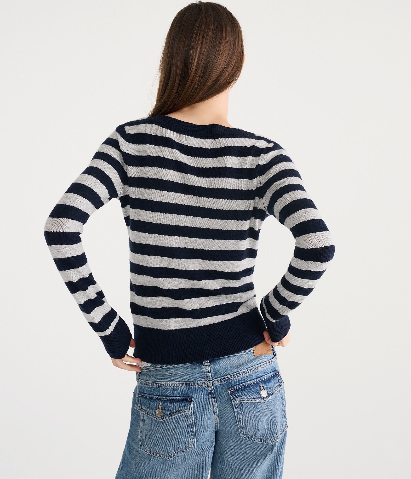 Striped V-Neck Cardigan