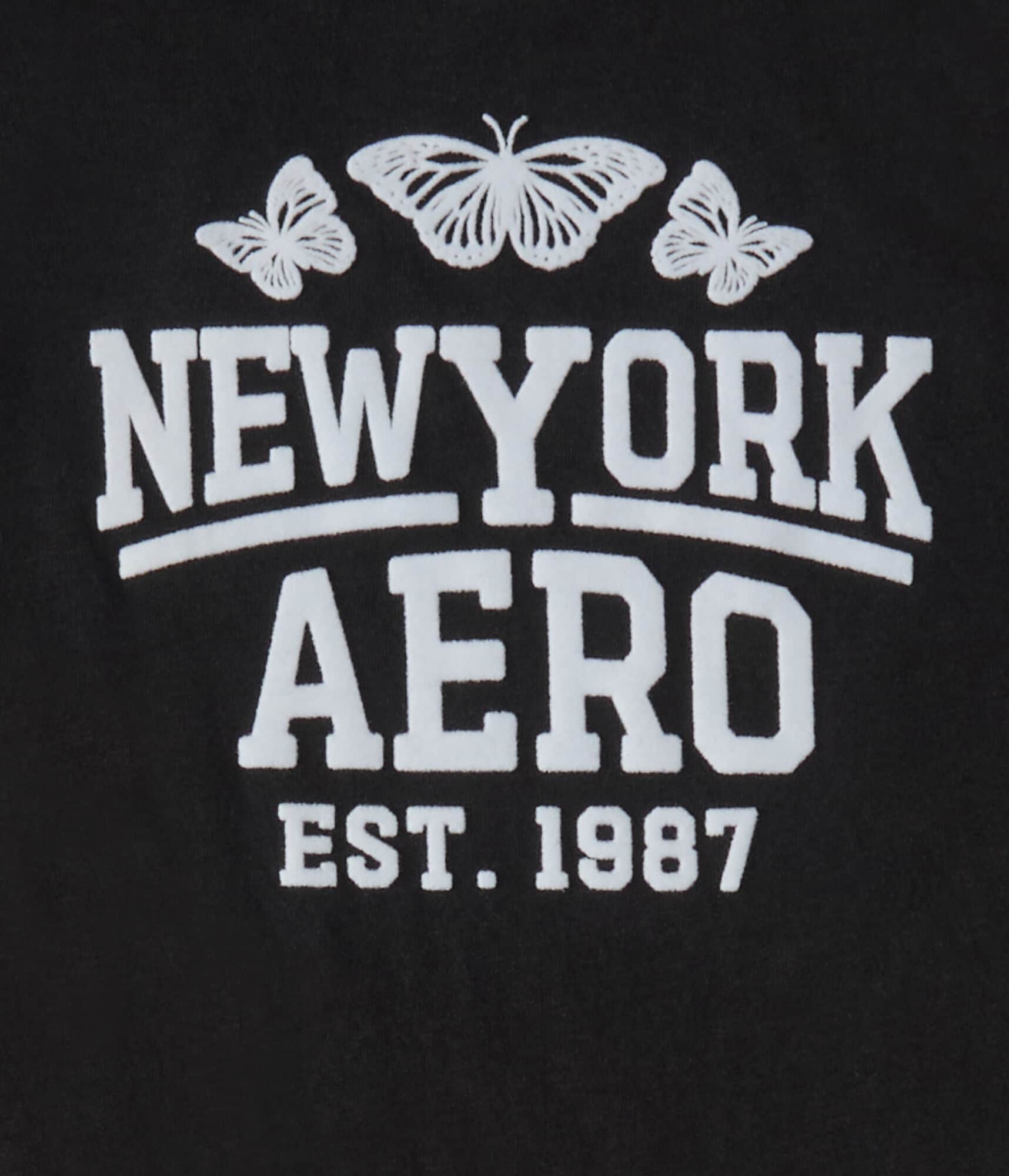 New York Aero Butterflies Flocked Graphic Tee