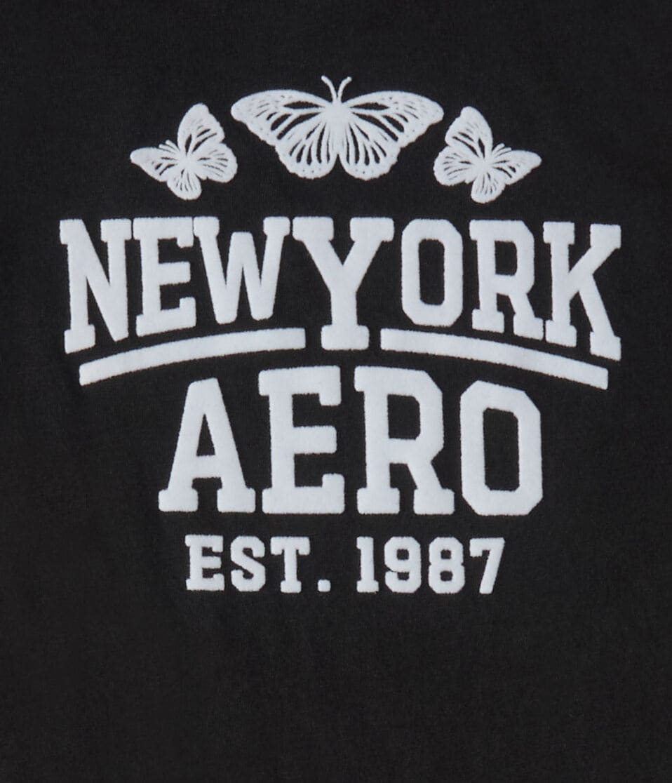 New York Aero Butterflies Flocked Graphic Tee