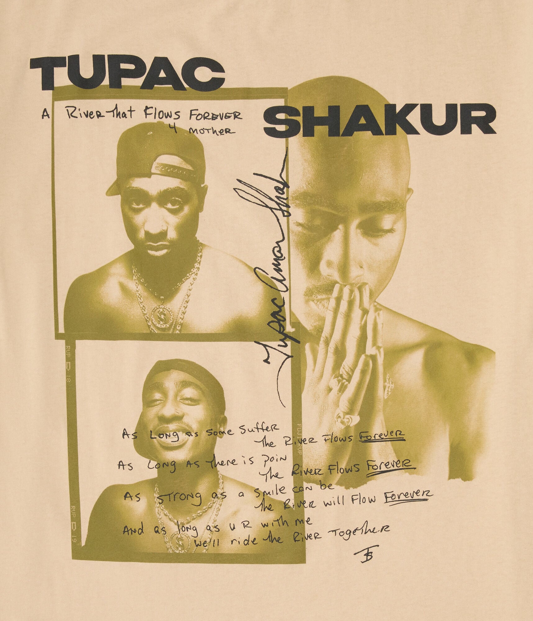 Tupac River Flows Forever Relaxed Graphic Tee
