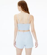 Ruched Linen Crop Top