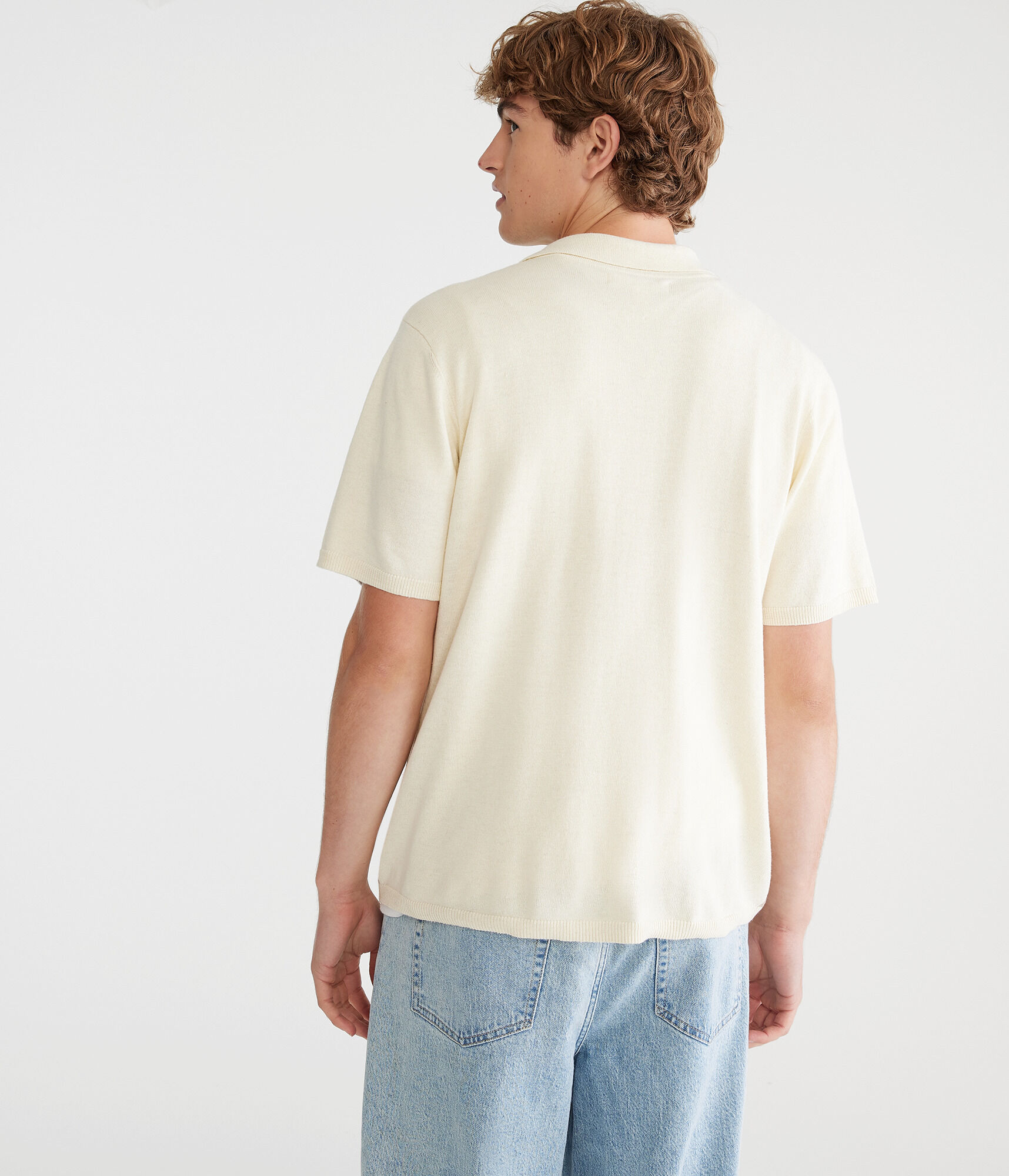 Vertical Stripe Quarter-Zip Sweater Polo