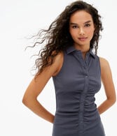 Solid V-Neck Sleeveless Polo Dress